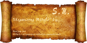 Styaszny Mihály névjegykártya