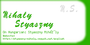 mihaly styaszny business card